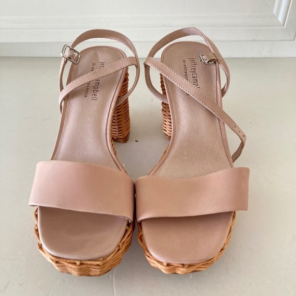 NWOT Jeffery Campbell Anthropologie Platform Pink Leather Basket Heels - Picture 6 of 9